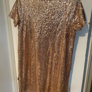Lulus Gold Sequin Shift Dress